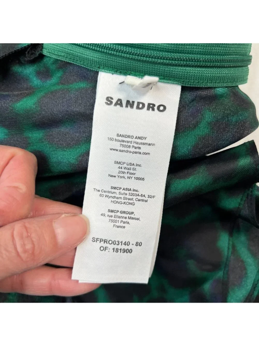Sandro Amazonie Leopard Print Satin Midi Slip Dress Green Animal Print US 4 - Picture 13 of 16